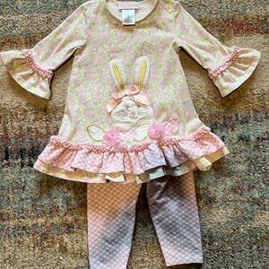Pink and Green Easter Bunny Dress with Leggings